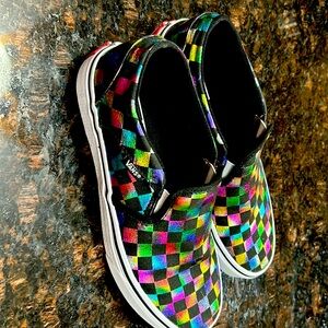 Like NEW Vans metallic checkerboard size 9